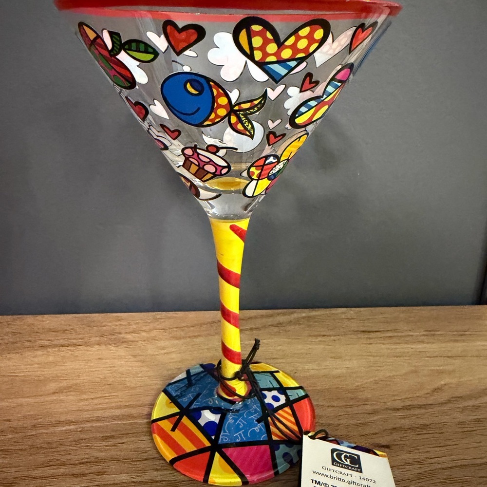 Romero Britto Martini glass